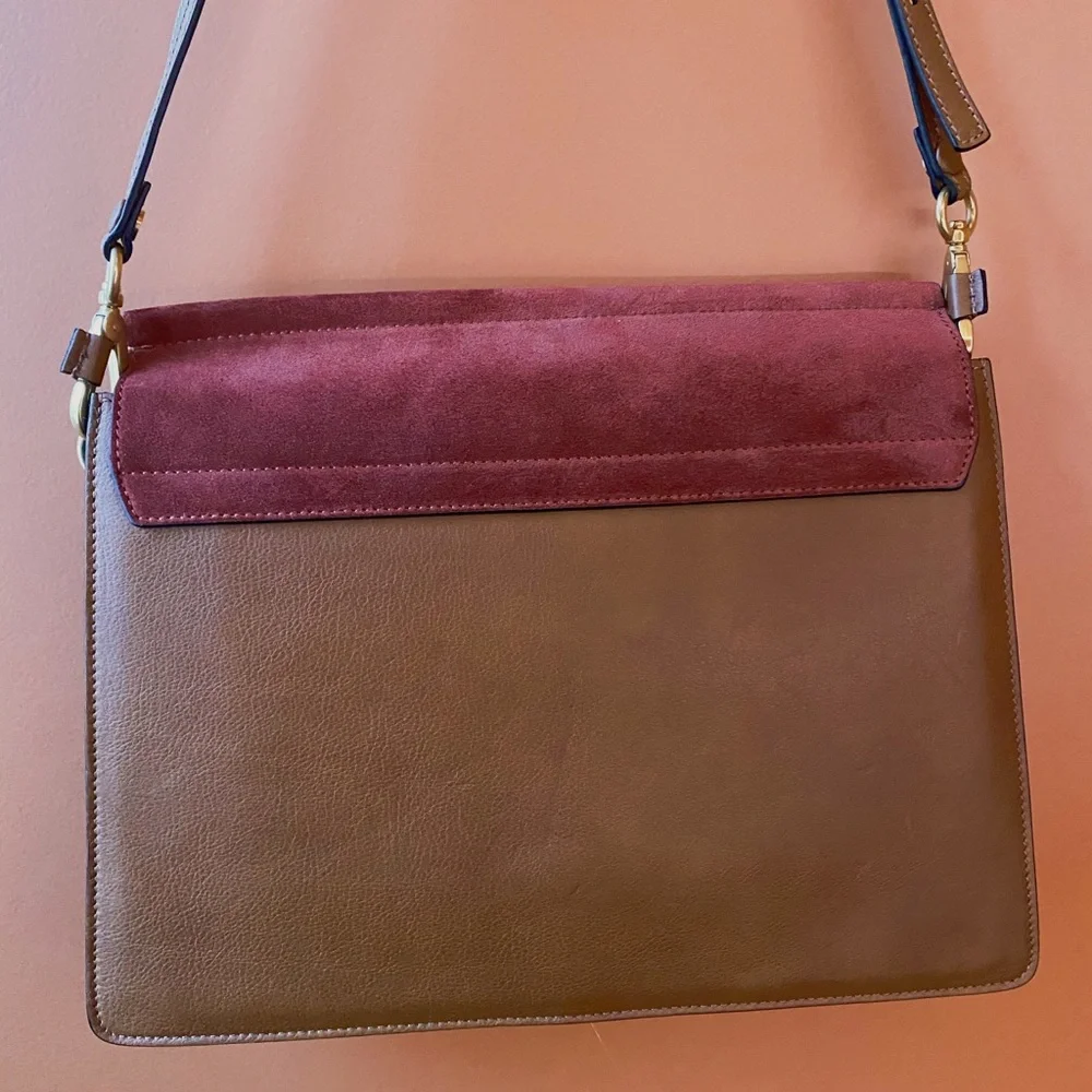 CHLOE Medium Faye Bag in Brown Suede and Leather - Picture 10 of 11